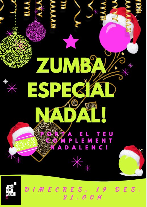 El proper dimecres, 19 de Desembre Zumba especial de nadal! us esperem!